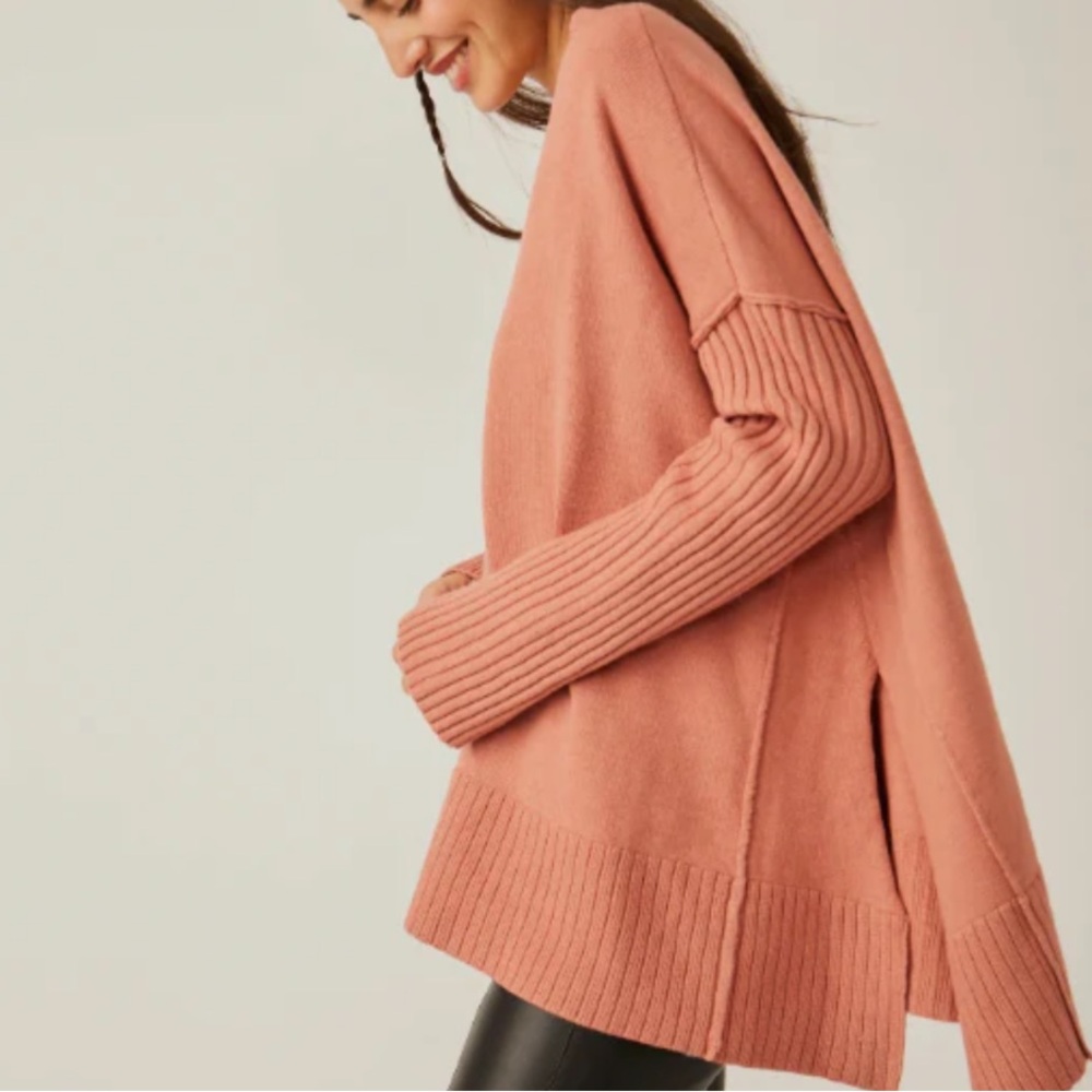 NWT: Free People Pink V-Neck Sweater - Picture 2 of 10